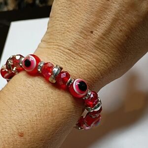 Evil Eye Red Beaded Bracelet